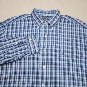 Ralph Lauren Sport Blue Check Men's Button‎ Up Shirt Sz L
